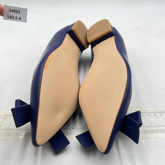 FSJ Purple Pointed Toe Loafers for Women Block Low Heel Bowknot Pump Office Shoe - Picture 7 of 8